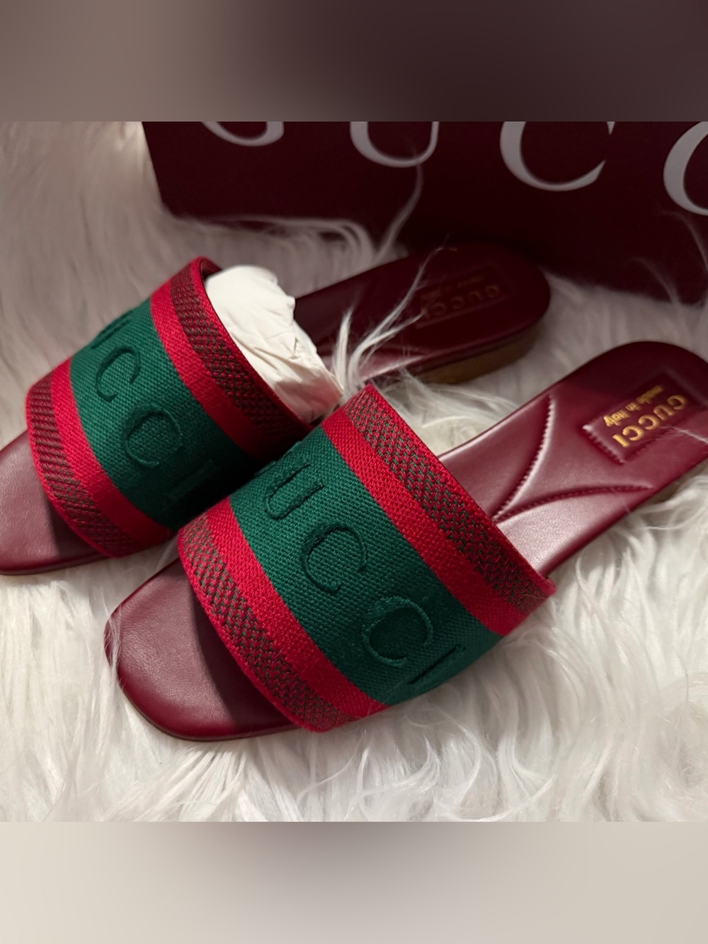 Gucci Embroidered Logo Web Stripe Sandals